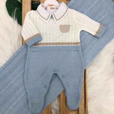 saída de Maternidade Anthony - Azul Bebe e Areia saída de Maternidade Anthony - Azul Bebe e Areia